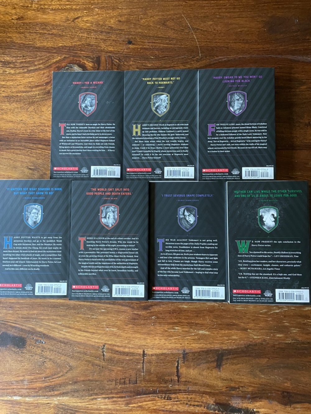 7 Harry Potter Complete Books Set of Seven Scholastic Black White Covers - Picture 16 of 16